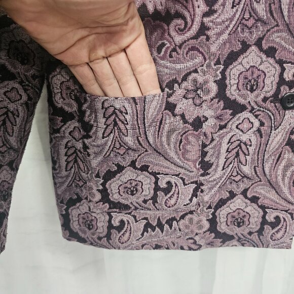 BonWorth Blazer Jacket Tapestry Purple Paisley Goth Retro L - Picture 3 of 7